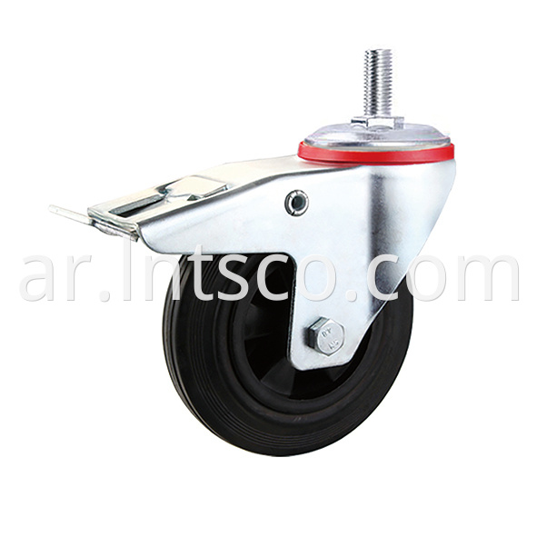 Threaded Stem Brake Industrial Plastic Core Rubber Casters